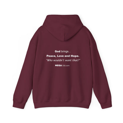 Unisex Heavy Blend™ Hooded Sweatshirt Peace Love Hope MSG